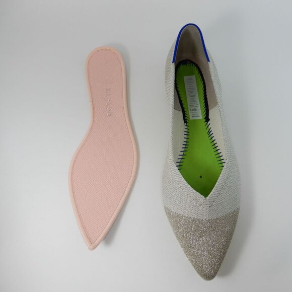 Rothy's The Pointed Toe Ballet Flat Slip On Sz 11.5 Diamond Metallic Shimmer NEW - Picture 11 of 15